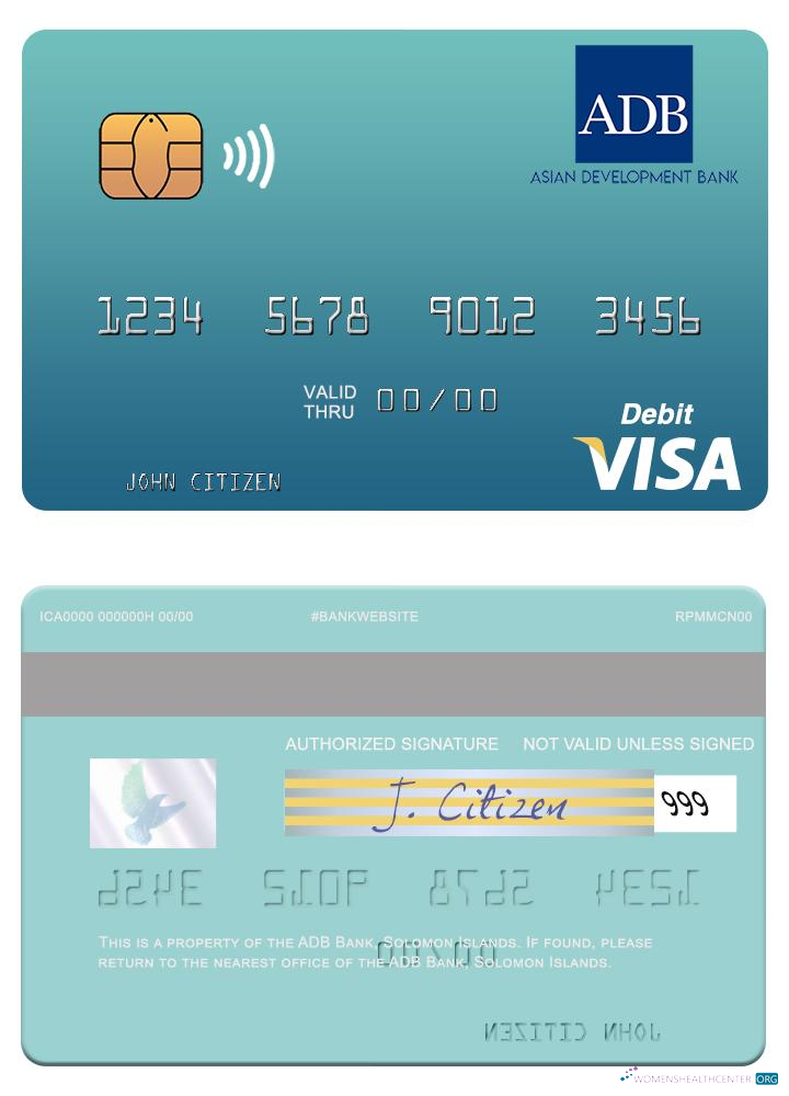 Download Solomon Islands ADB Bank visa debit card Photoshop template